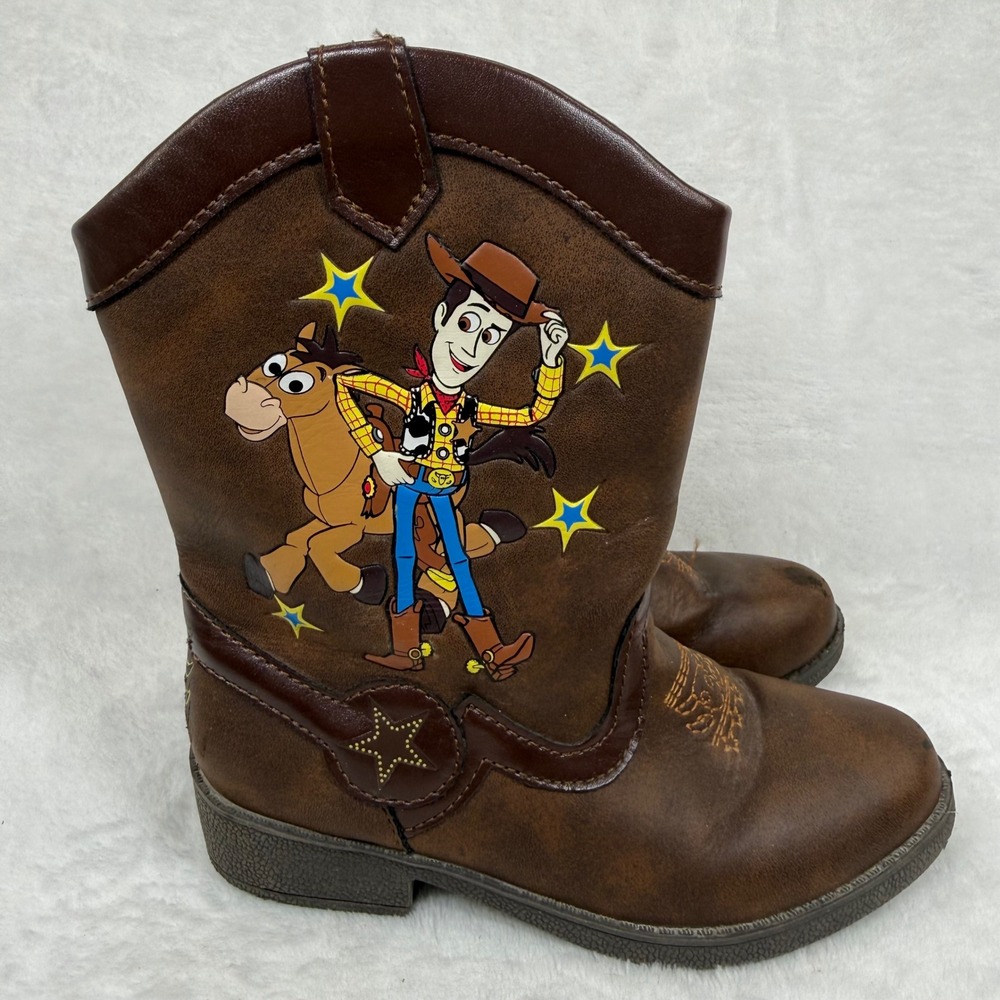 Disney Toy Story Woody Bullseye‎ Kids Cowboy Boots Side Zip Western Shoes 11